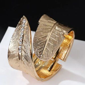 Golden Elegance - Leaf Cuff Bracelet by Bimini Beachwear